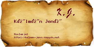 Kálmán Jenő névjegykártya